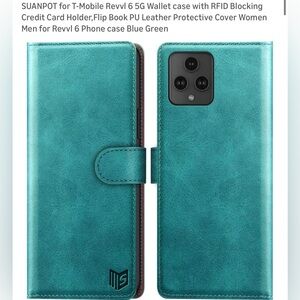 Blue Green Leather Phone Case for Revvl 6
